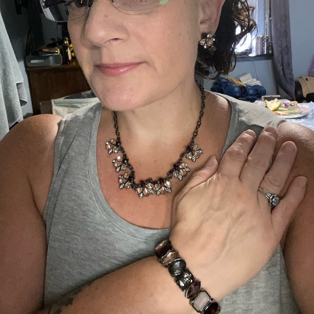 Earrings, necklace and matching bracelet
